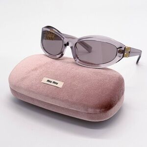 NEW MIU MIU MU14ZS 12W20I OVAL PURPLE WOMEN SUNGLASSES MIU MIU SMU 14Z 12W20I